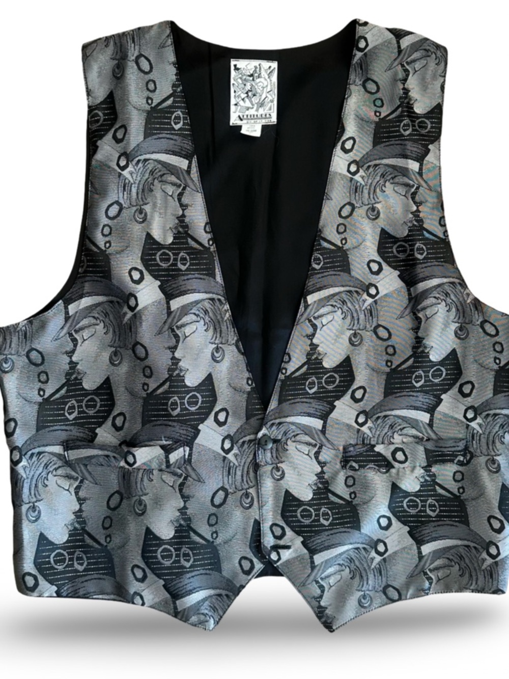Novelty Portrait Pattern Satin Vest